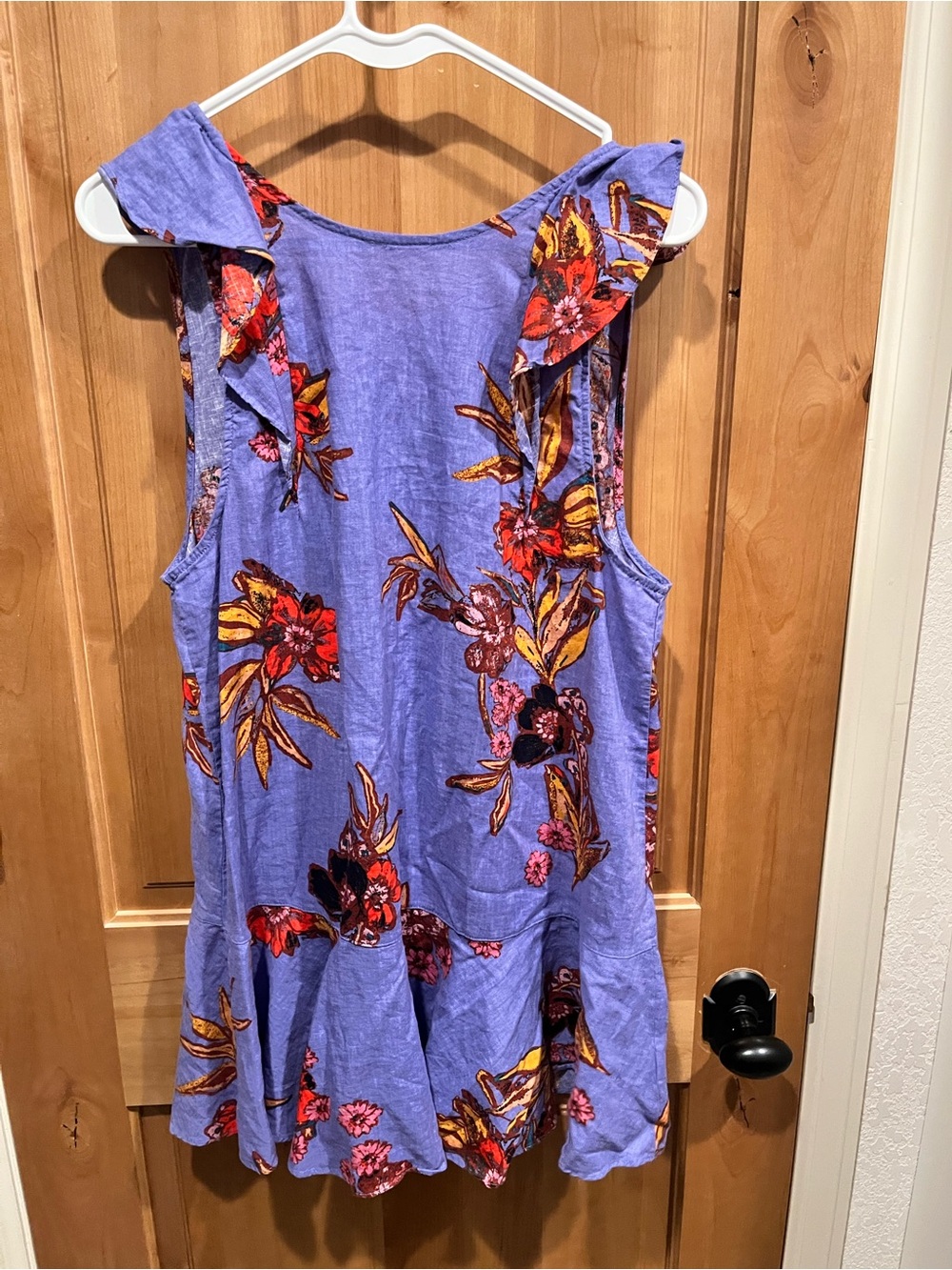 Free People Lavender Floral Ruffle-Shoulder Mini Dress